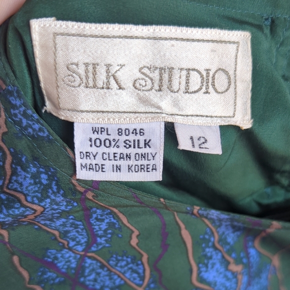 Vintage Green and Blue Silk Dress - Picture 7 of 7